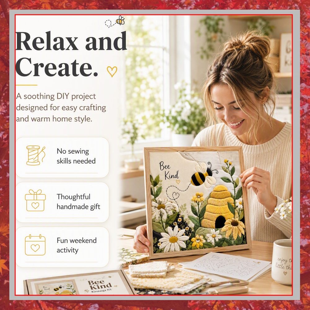 Bee Honeycomb Punch Needle DIY - Art Craft Kit review and price