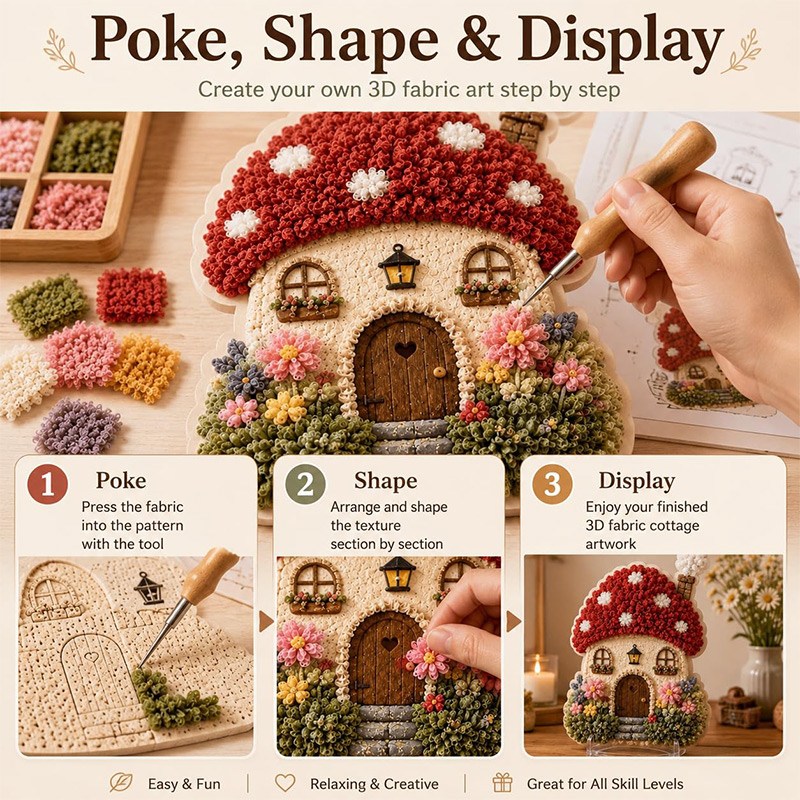 3D Mushroom House Poke Art DIY - Art Craft Kit review and price