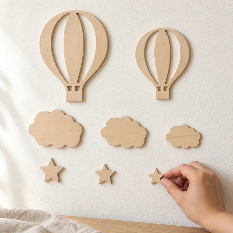 13-Piece Wooden Hot Air Balloo - Art And Craft For Nursery review and price